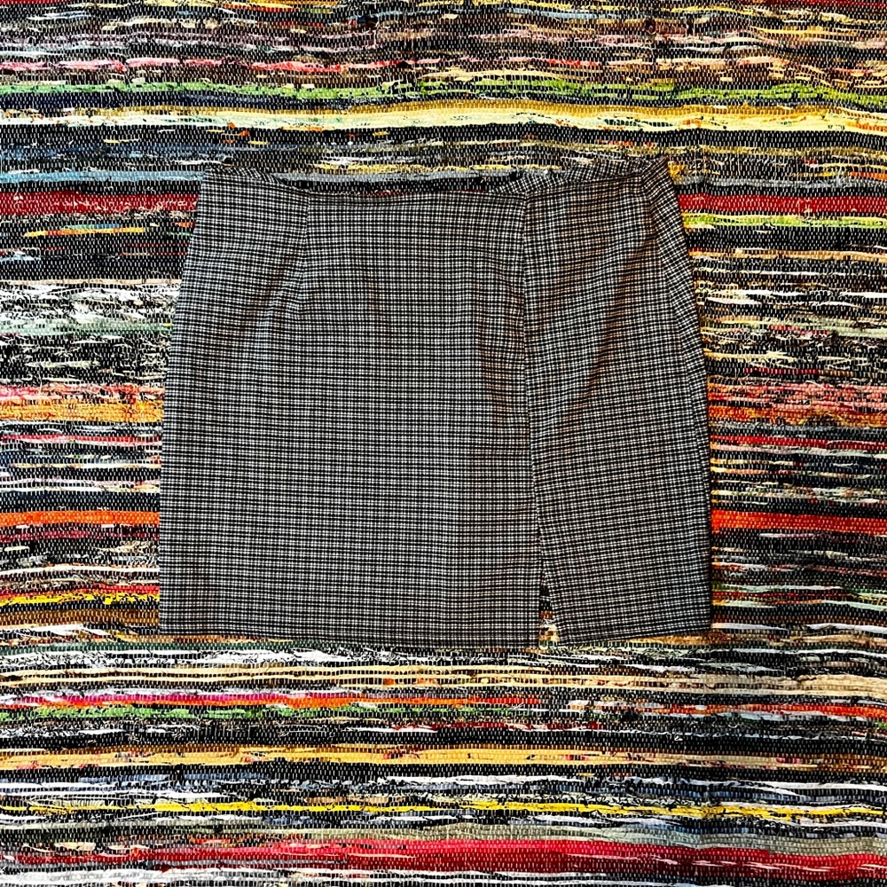 Navy blue and gray plaid mini skirt
